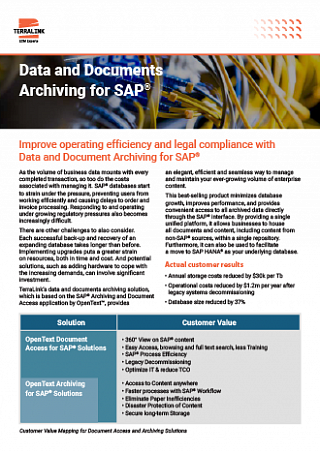 Data and Documents Archiving for SAP